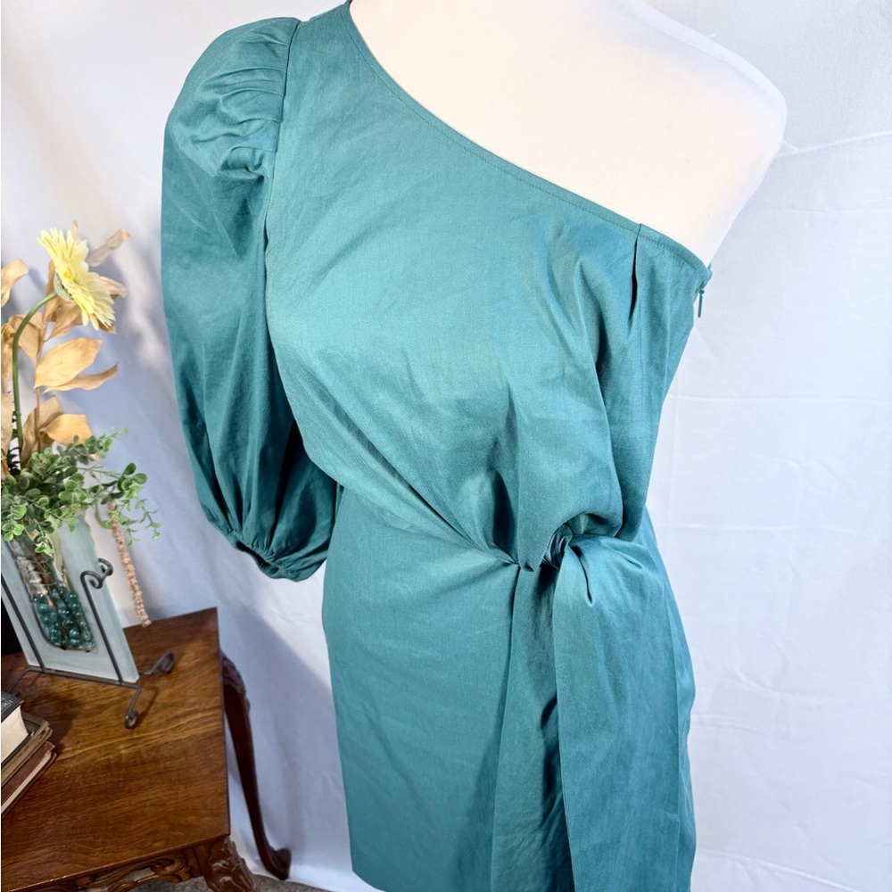Ted Baker Lauica One Shoulder Linen Blend Mini Dress Turquoise Sz 0 US 2 🧡 - Picture 4 of 12
